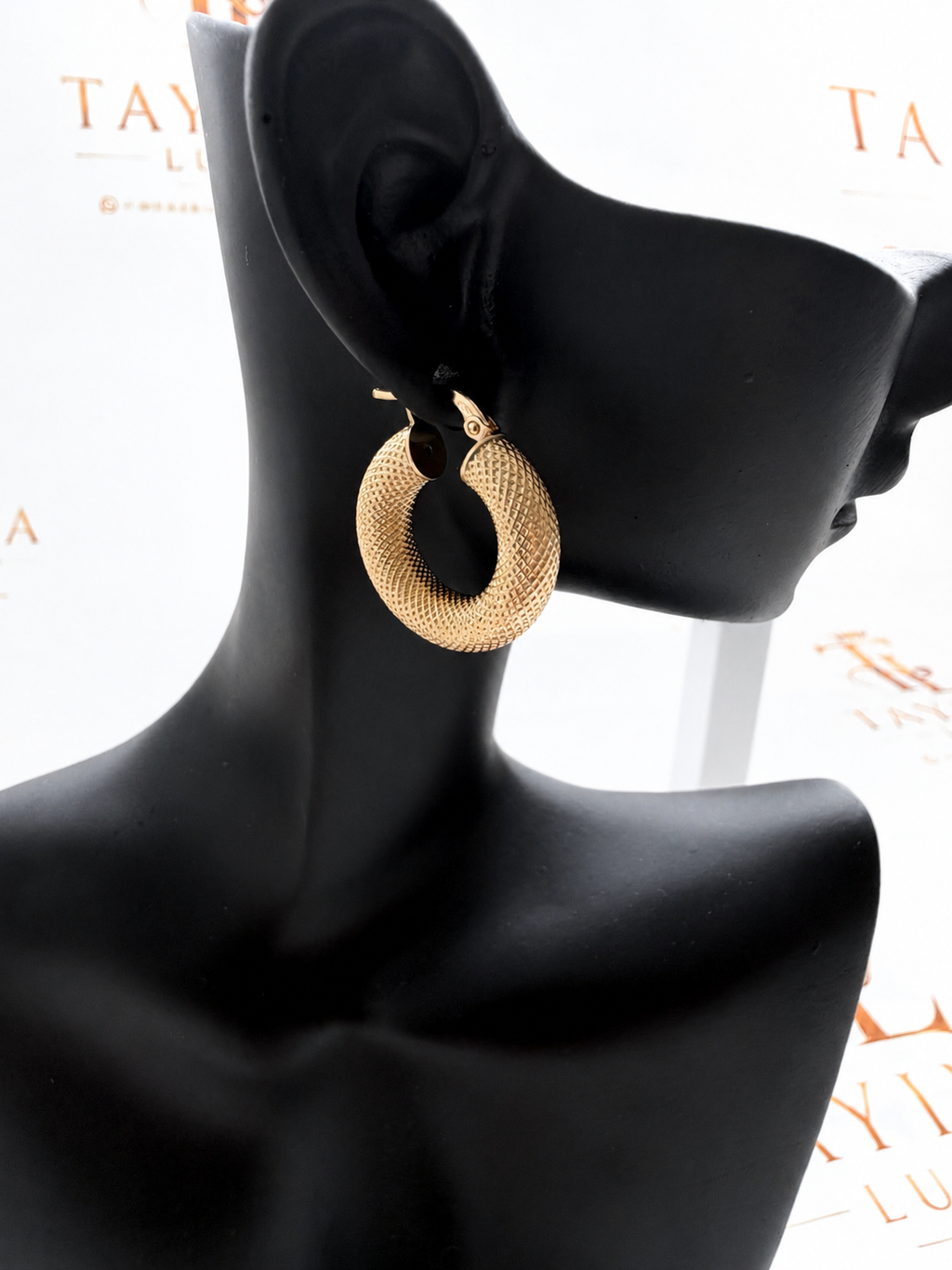 18K Textured Chunky Hoop Earrings