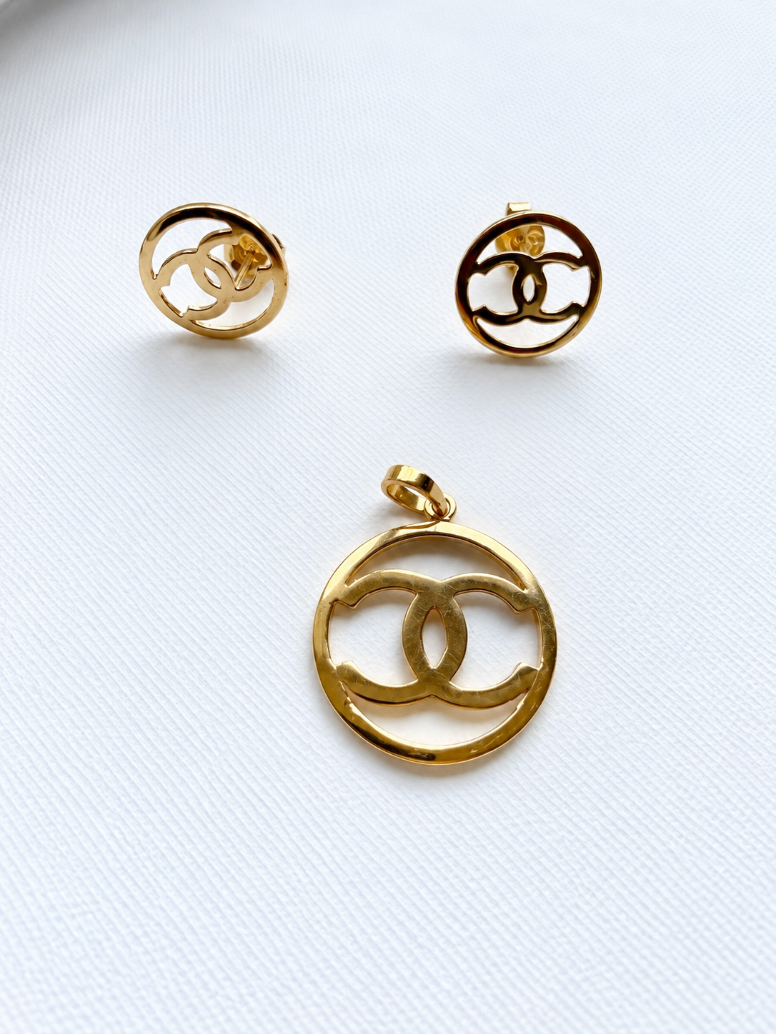 18K Solid Gold Double-C Jewelry Set