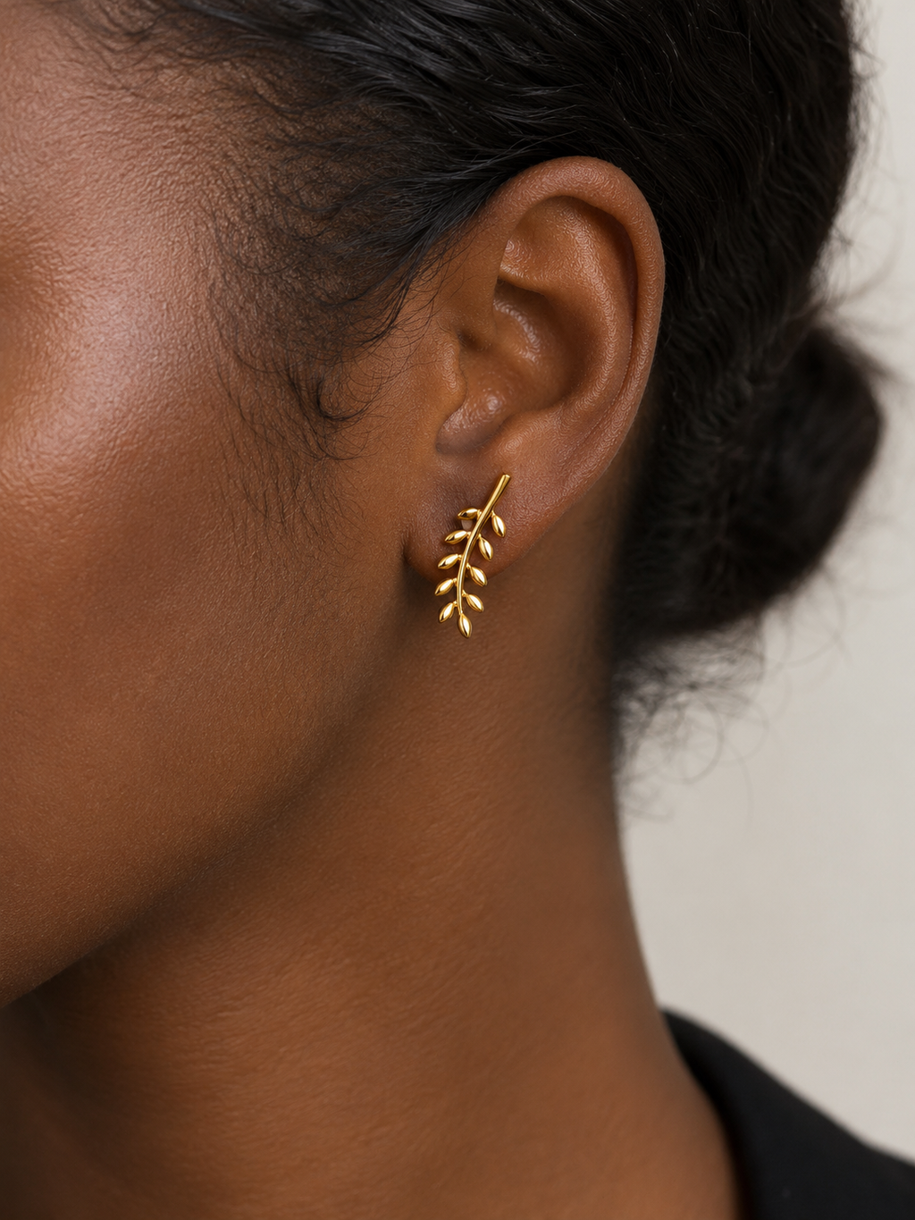 18K Solid Gold leaf stud earrings
