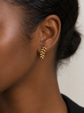 18K Solid Gold leaf stud earrings