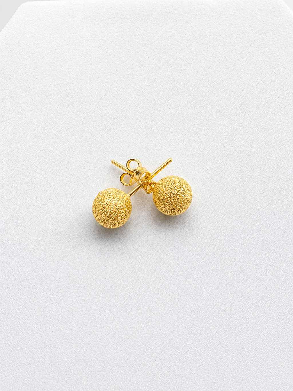 18K Solid Gold Stardust Ball Stud Earrings