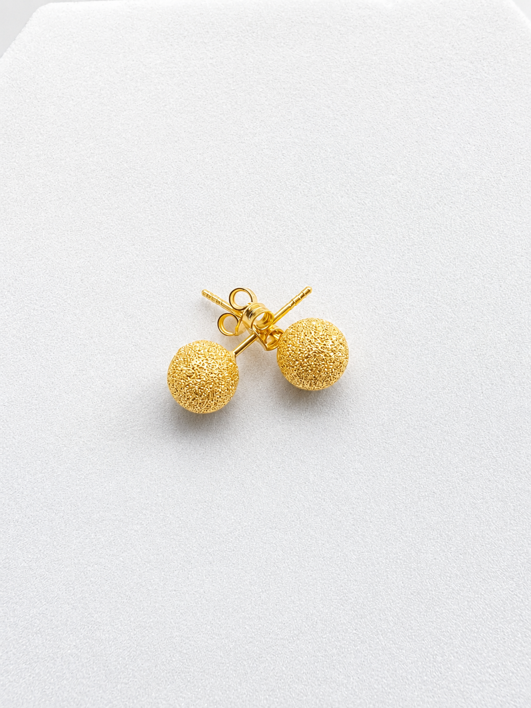 18K Solid Gold Stardust Ball Stud Earrings