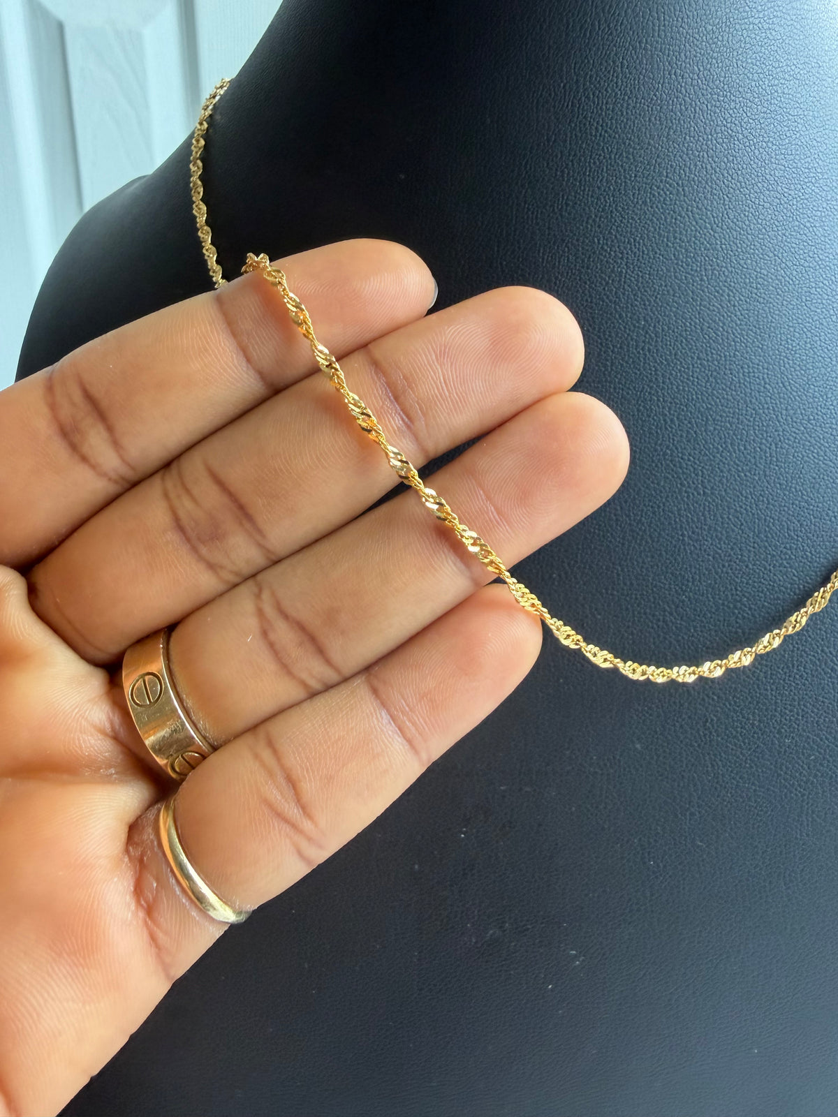 21K Solid Gold Twist Chain Necklace