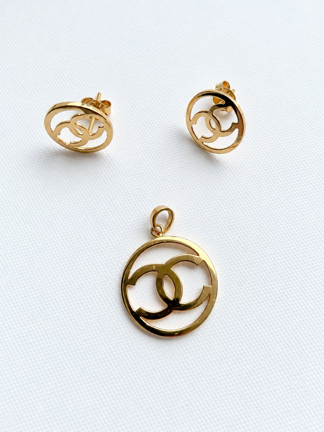 18K Solid Gold Double-C Jewelry Set