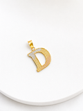 Tri-color Letter D Pendant (18K Solid Gold)
