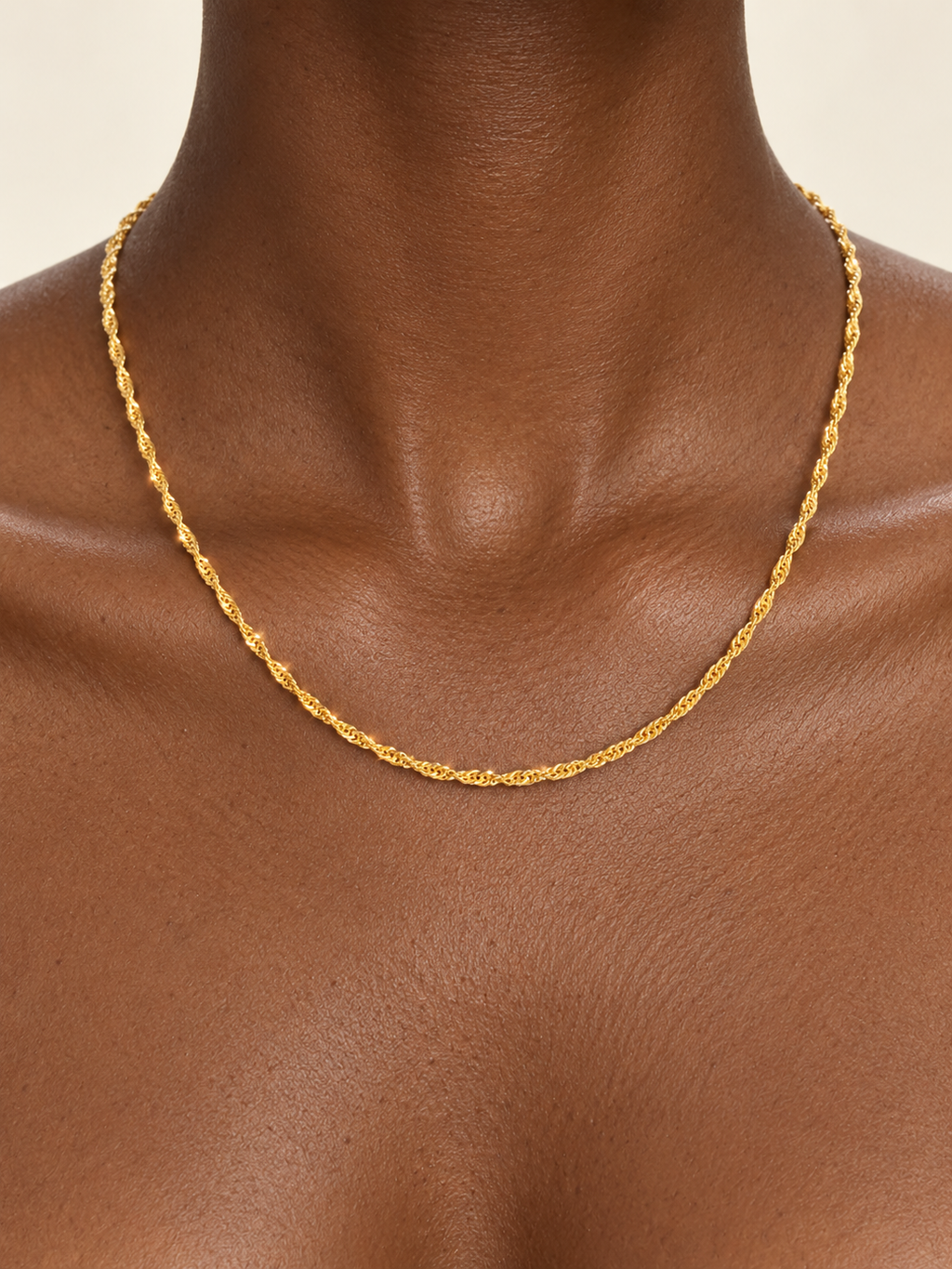 21K Solid Gold Twist Chain Necklace