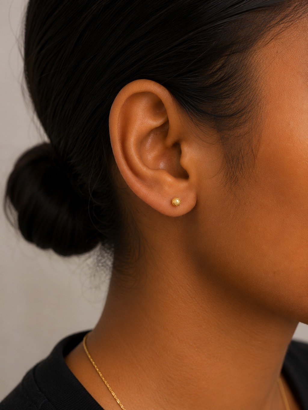18K Solid Gold Stardust Ball Stud Earrings