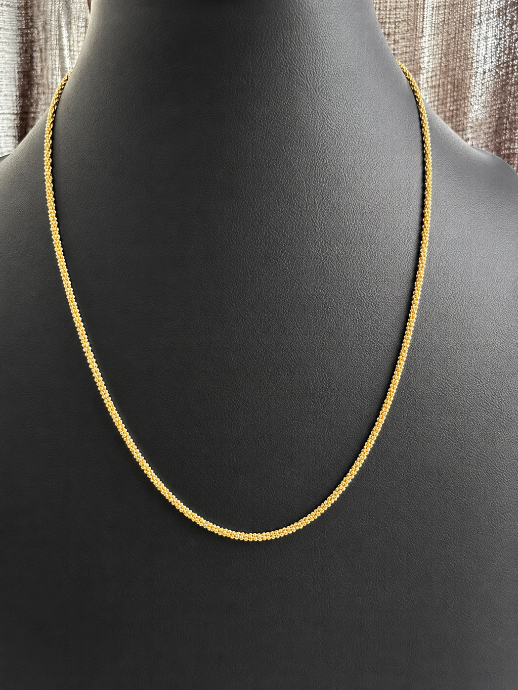18K Solid Gold Popcorn Chain Necklace