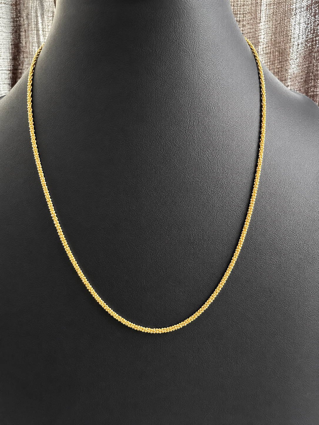 18K Solid Gold Popcorn Chain Necklace