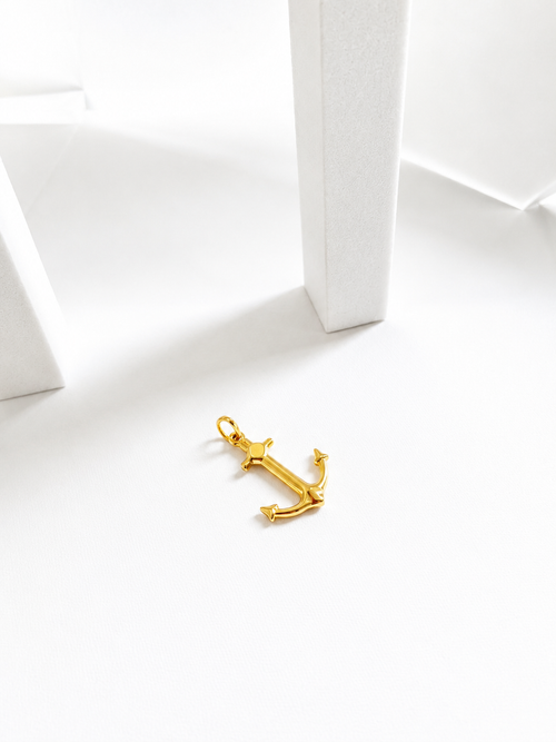 18K Solid Gold anchor pendant
