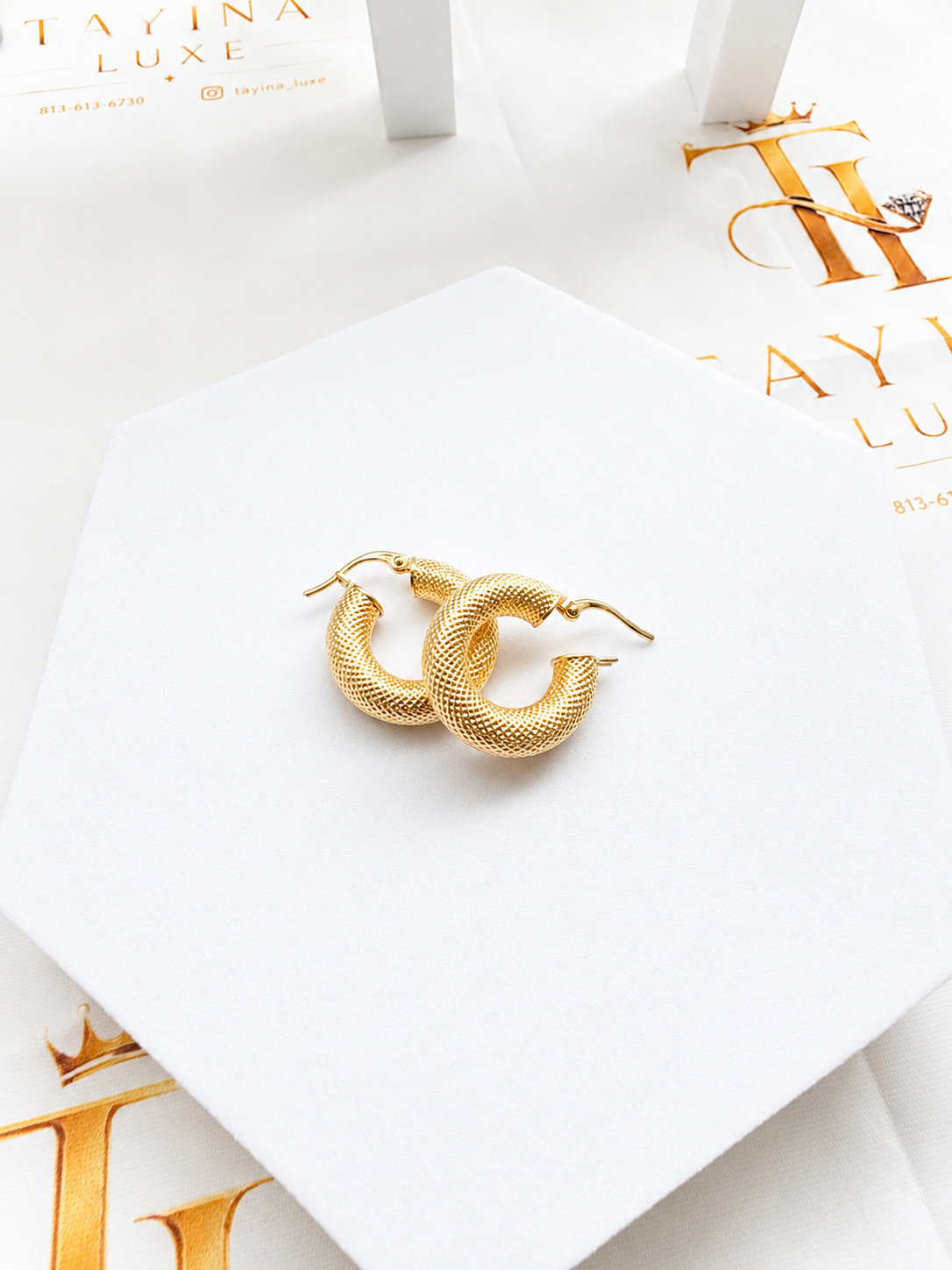 18K Textured Chunky Hoop Earrings