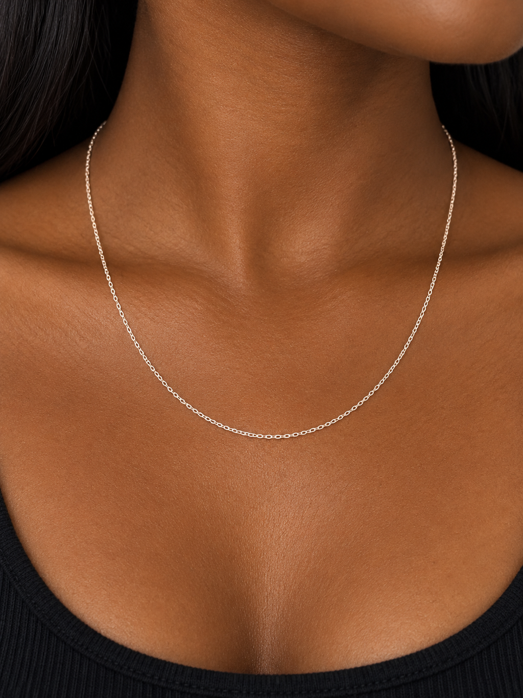 18K Classic White Gold Cable Chain Necklace
