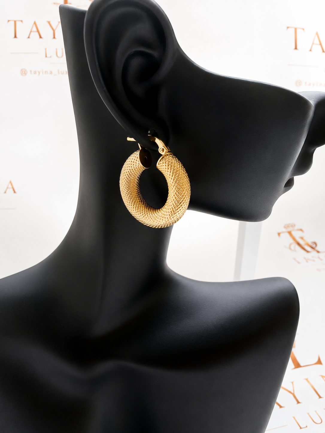18K Textured Chunky Hoop Earrings