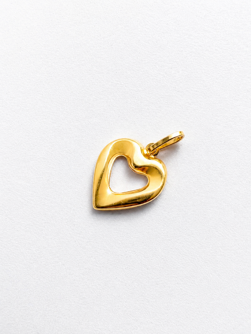 18K Solid Gold open heart pendants