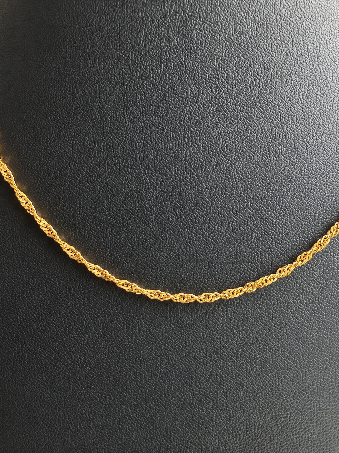 21K Solid Gold Twist Chain Necklace