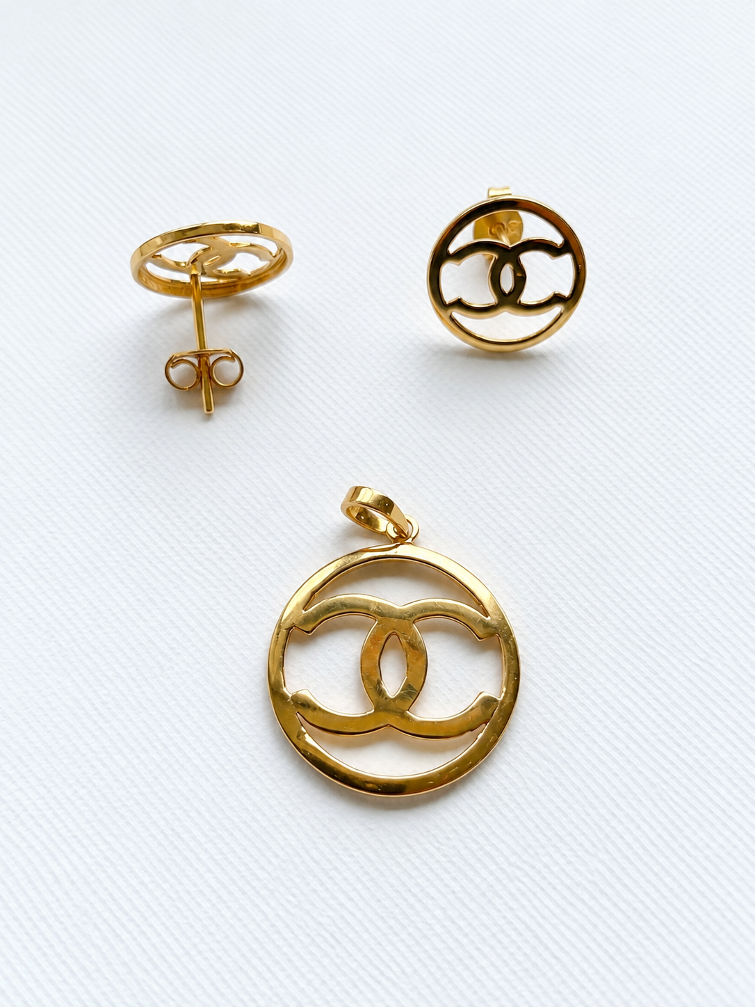18K Solid Gold Double-C Jewelry Set