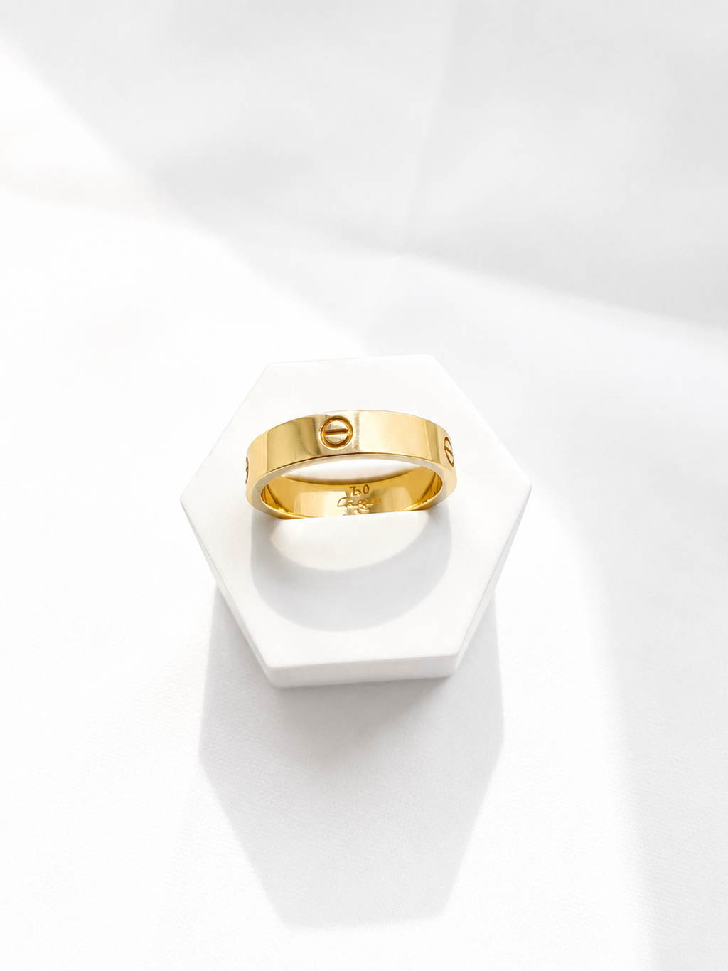 18K Solid Gold Screw Band Ring