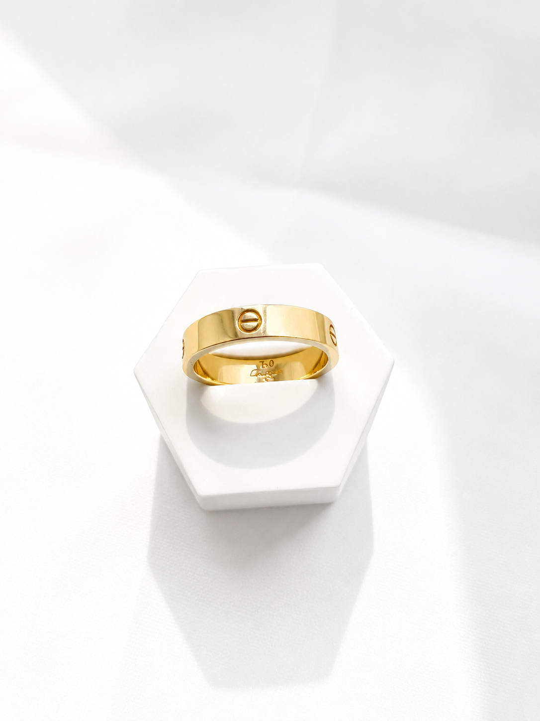 18K Solid Gold Screw Band Ring