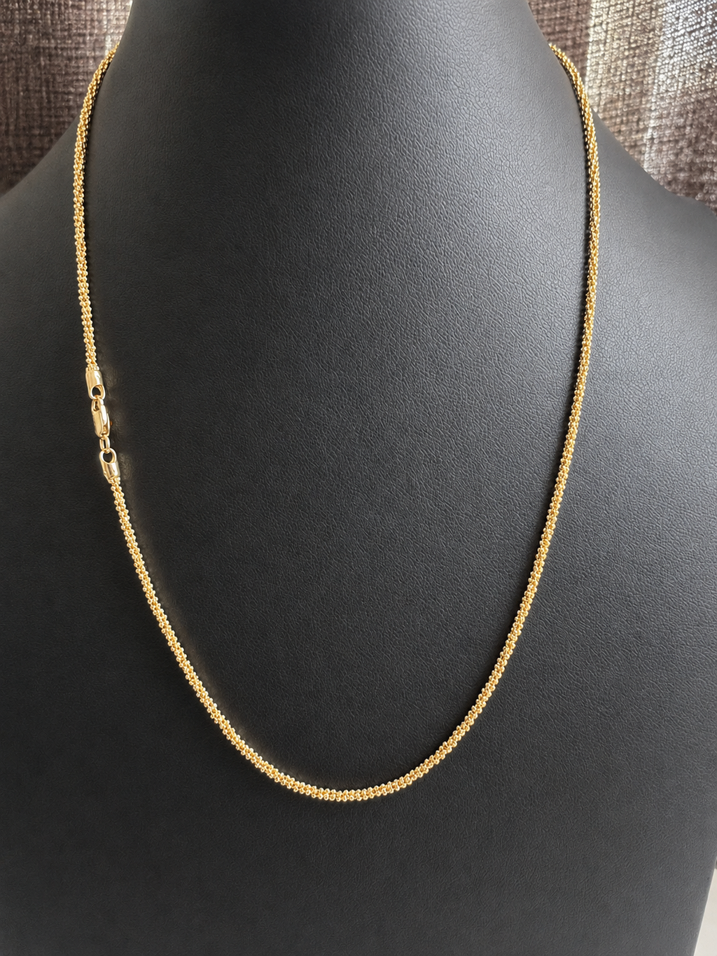 18K Solid Gold Popcorn Chain Necklace