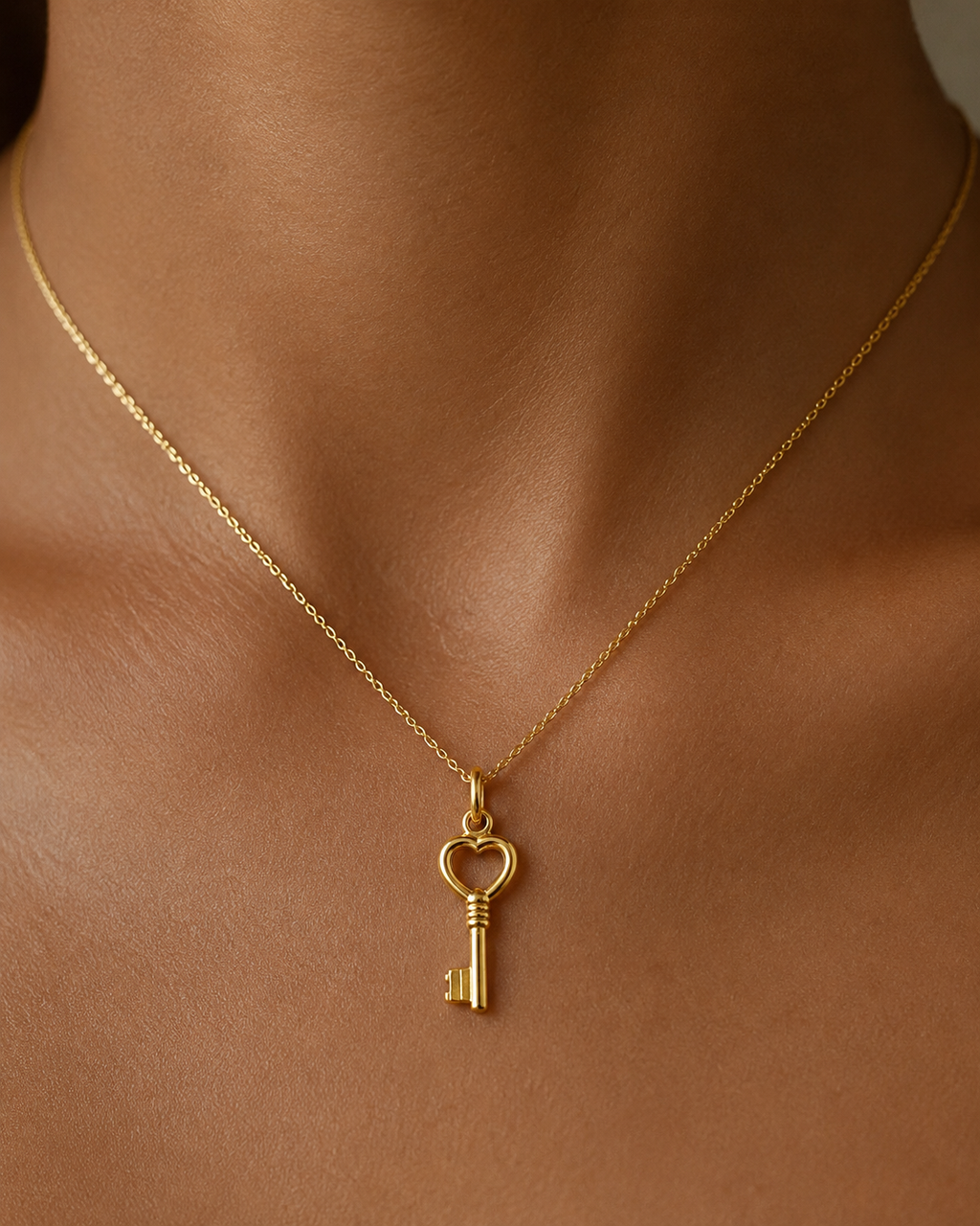 18K Solid Gold key pendant