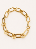 18K Solid Gold Paperclip & Textured Link Bracelet