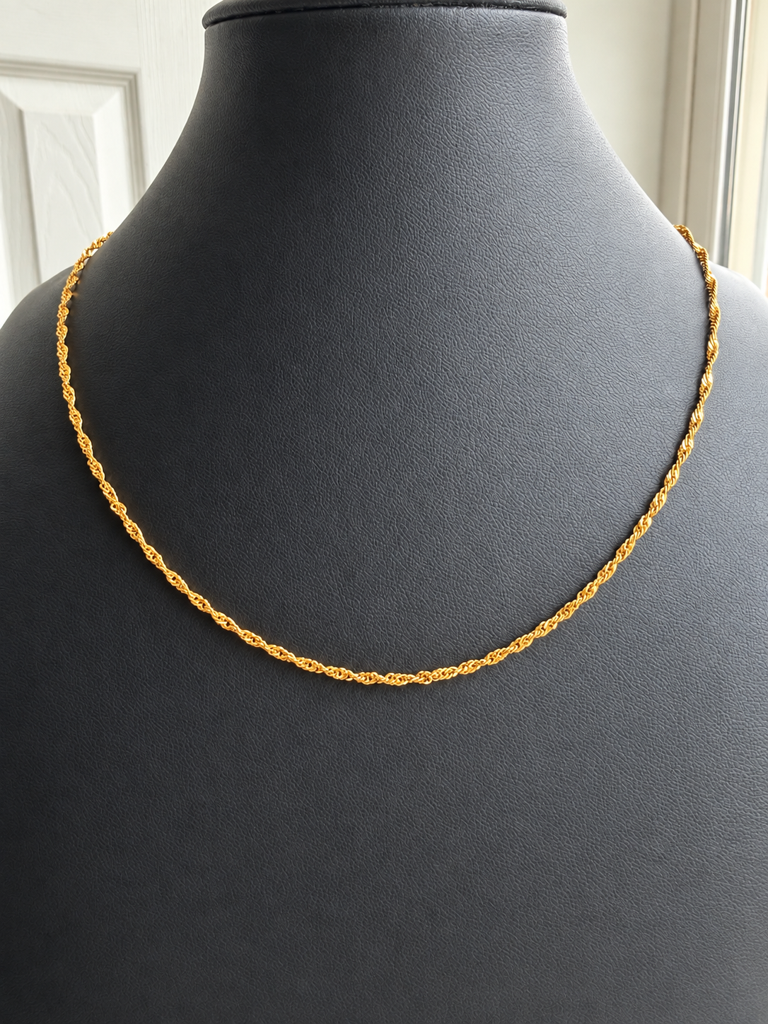 21K Solid Gold Twist Chain Necklace
