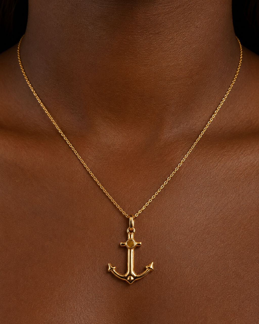 18K Solid Gold anchor pendant