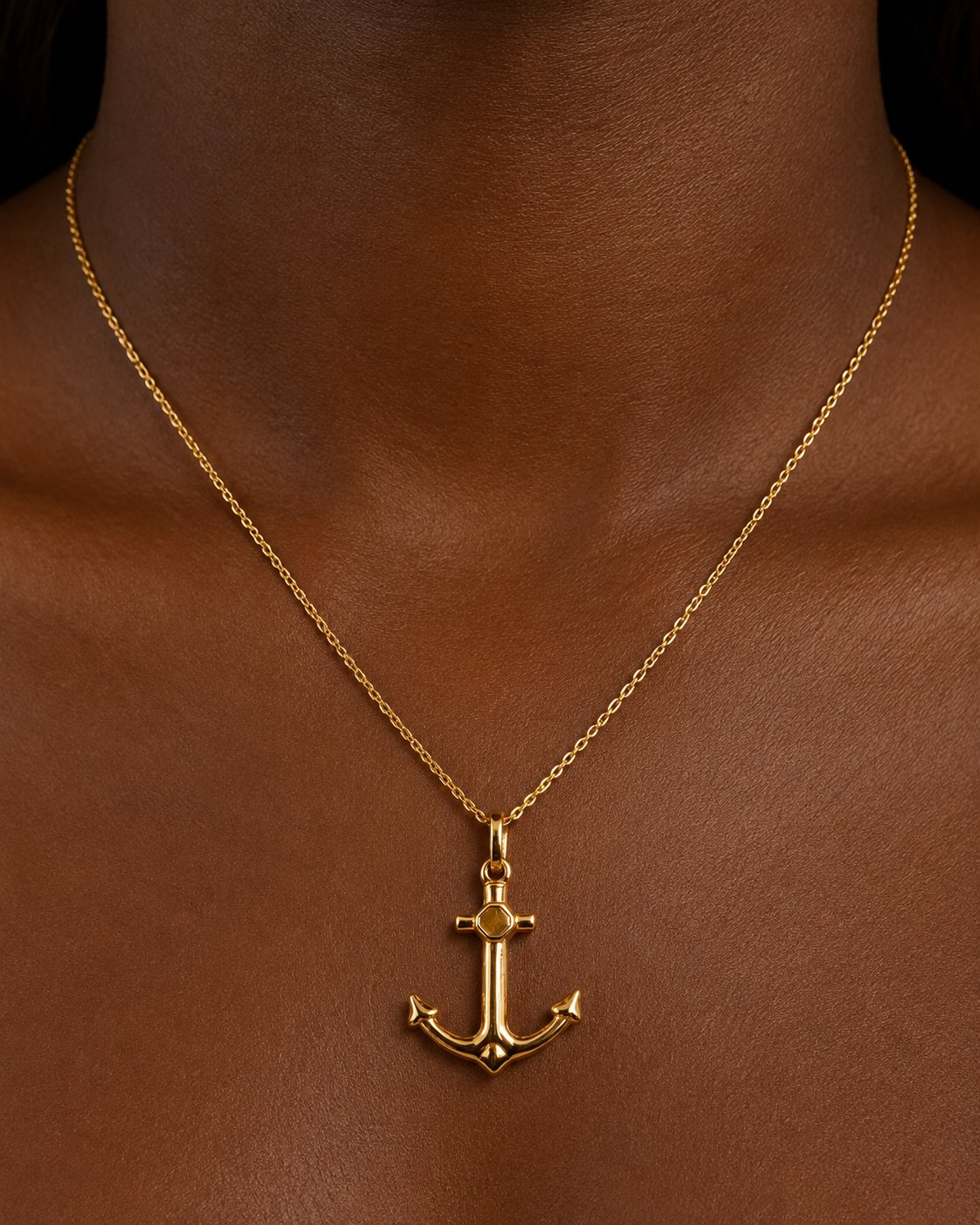 18K Solid Gold anchor pendant
