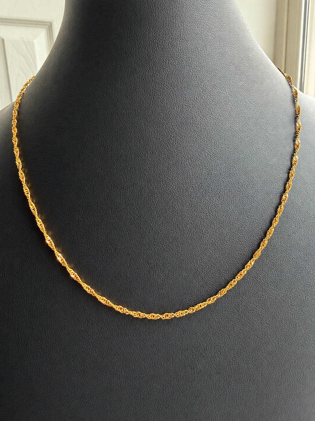 21K Solid Gold Twist Chain Necklace
