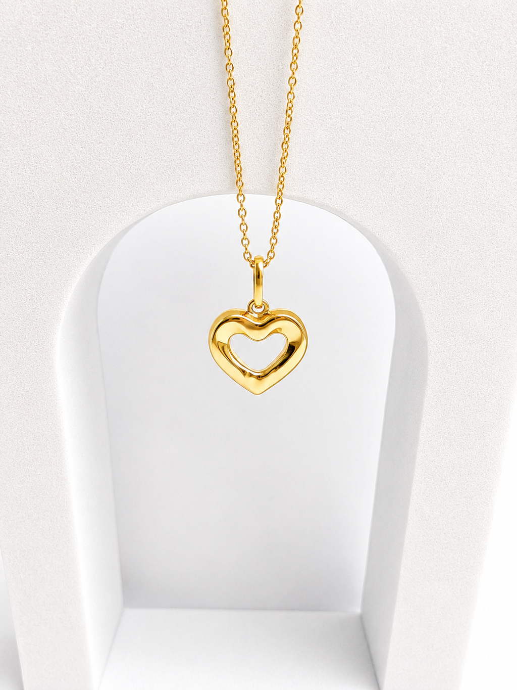 18K Solid Gold open heart pendants