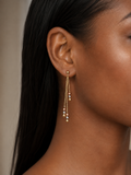 18K Solid Gold Tri-Tone Beaded Drop Earrings