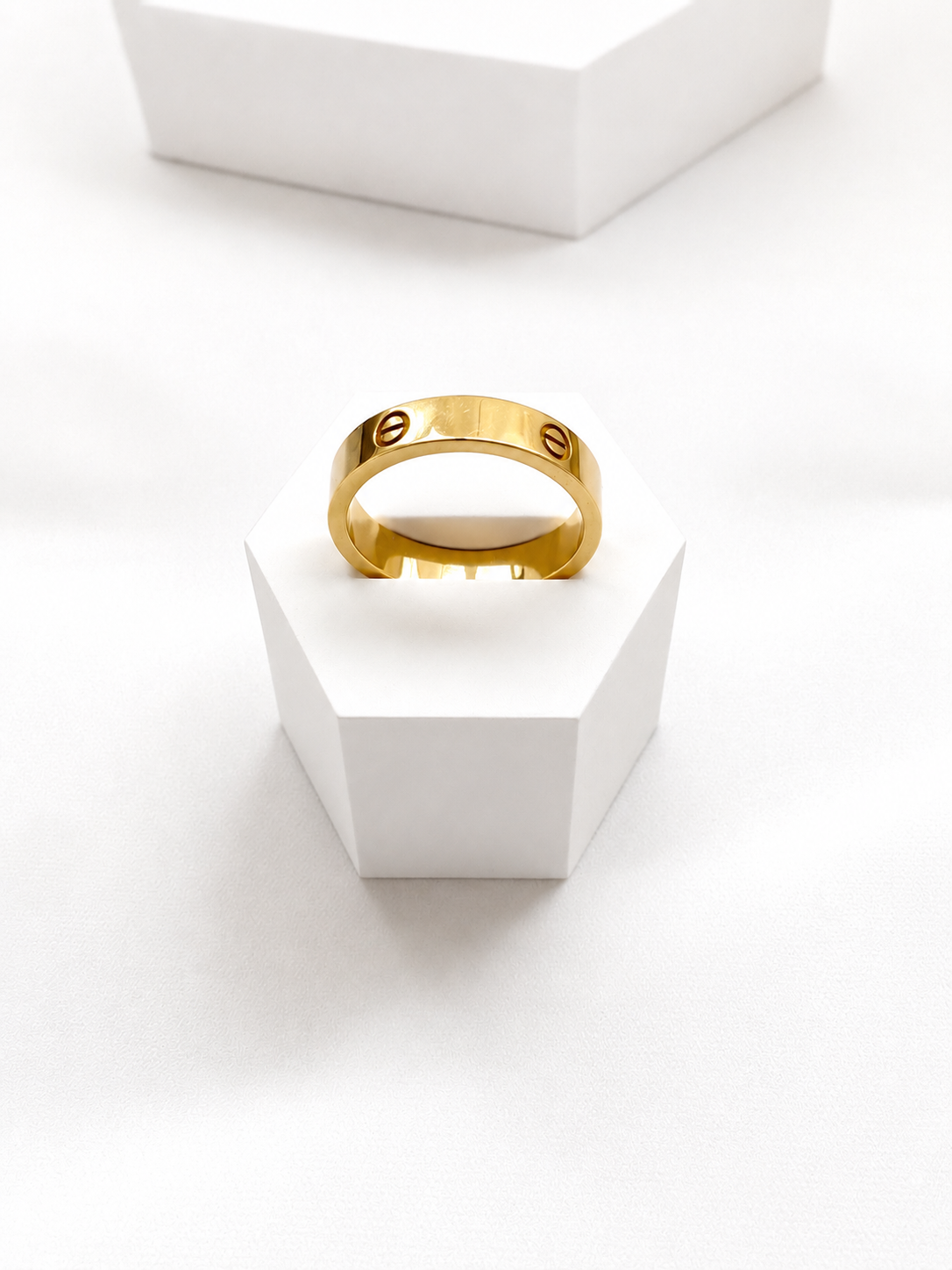 18K Solid Gold Screw Band Ring
