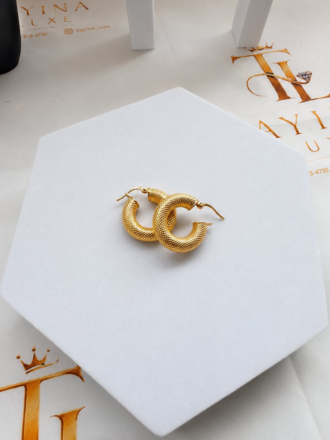 18K Textured Chunky Hoop Earrings