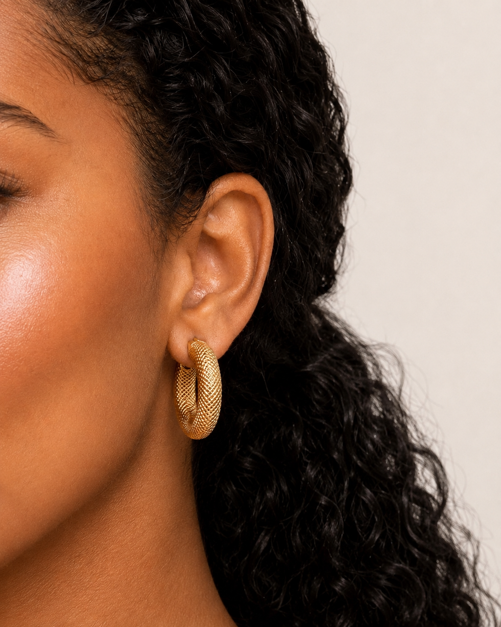 18K Textured Chunky Hoop Earrings