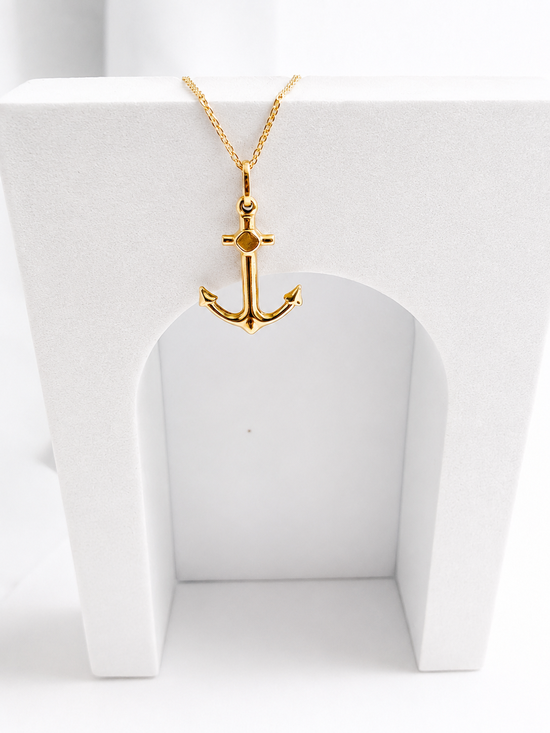 18K Solid Gold anchor pendant