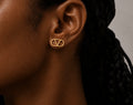18K Solid Gold V Stud Earrings