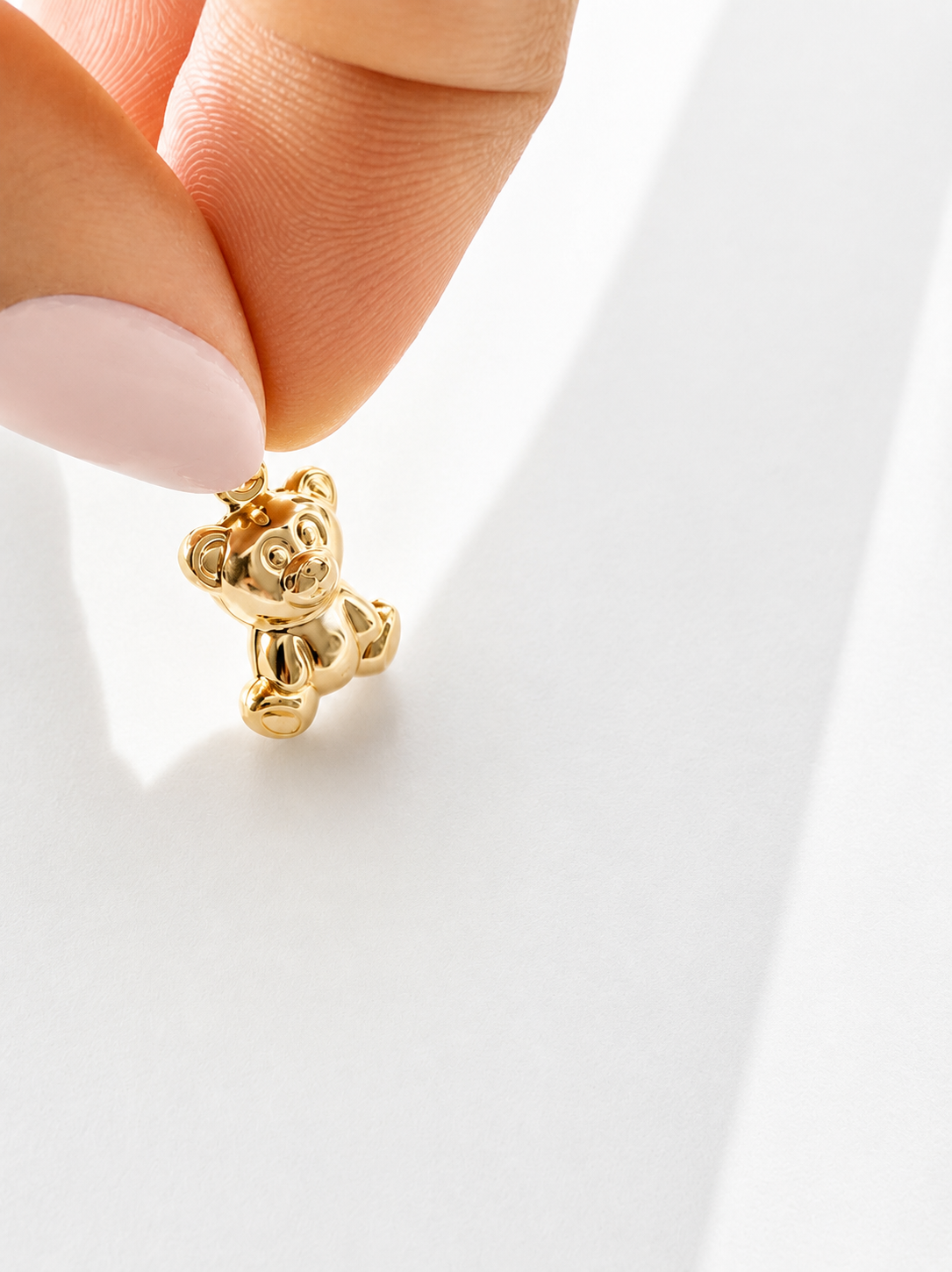 18K Solid Gold Teddy Bear Pendant