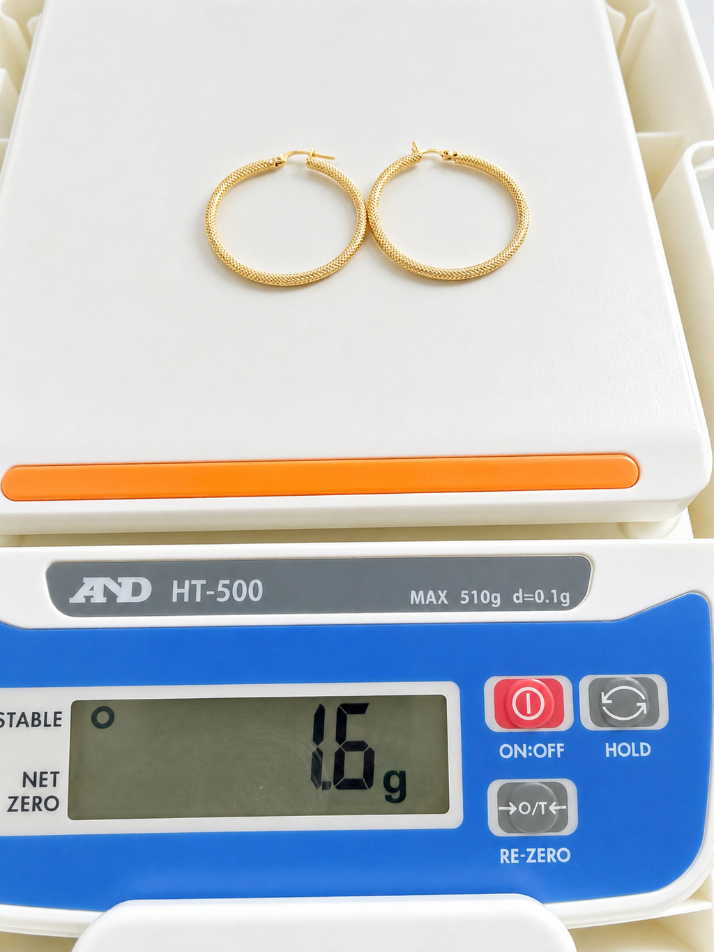 18K Solid Gold Textured Hoop Earrings