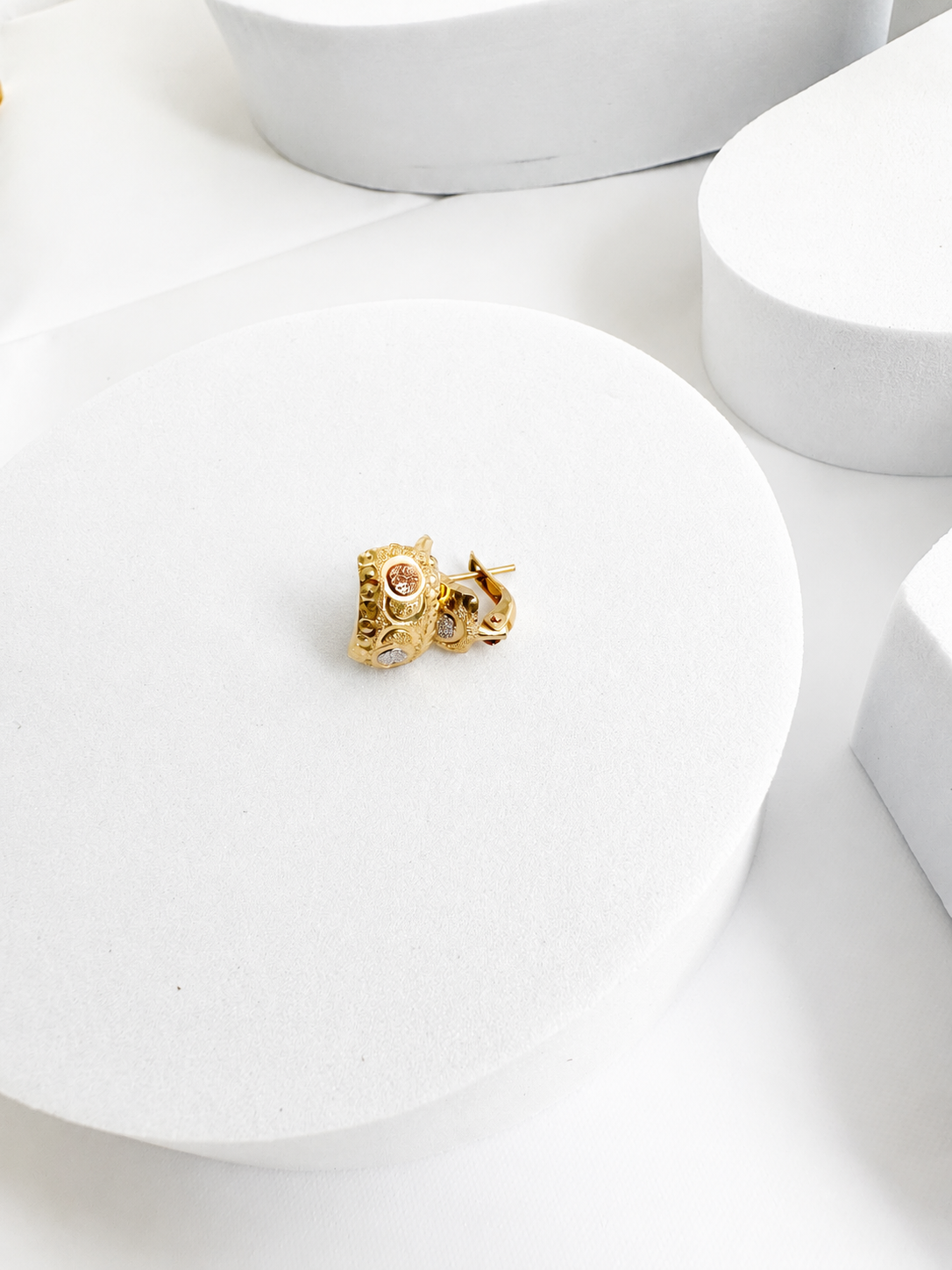 18K Solid Gold tri-color earrings