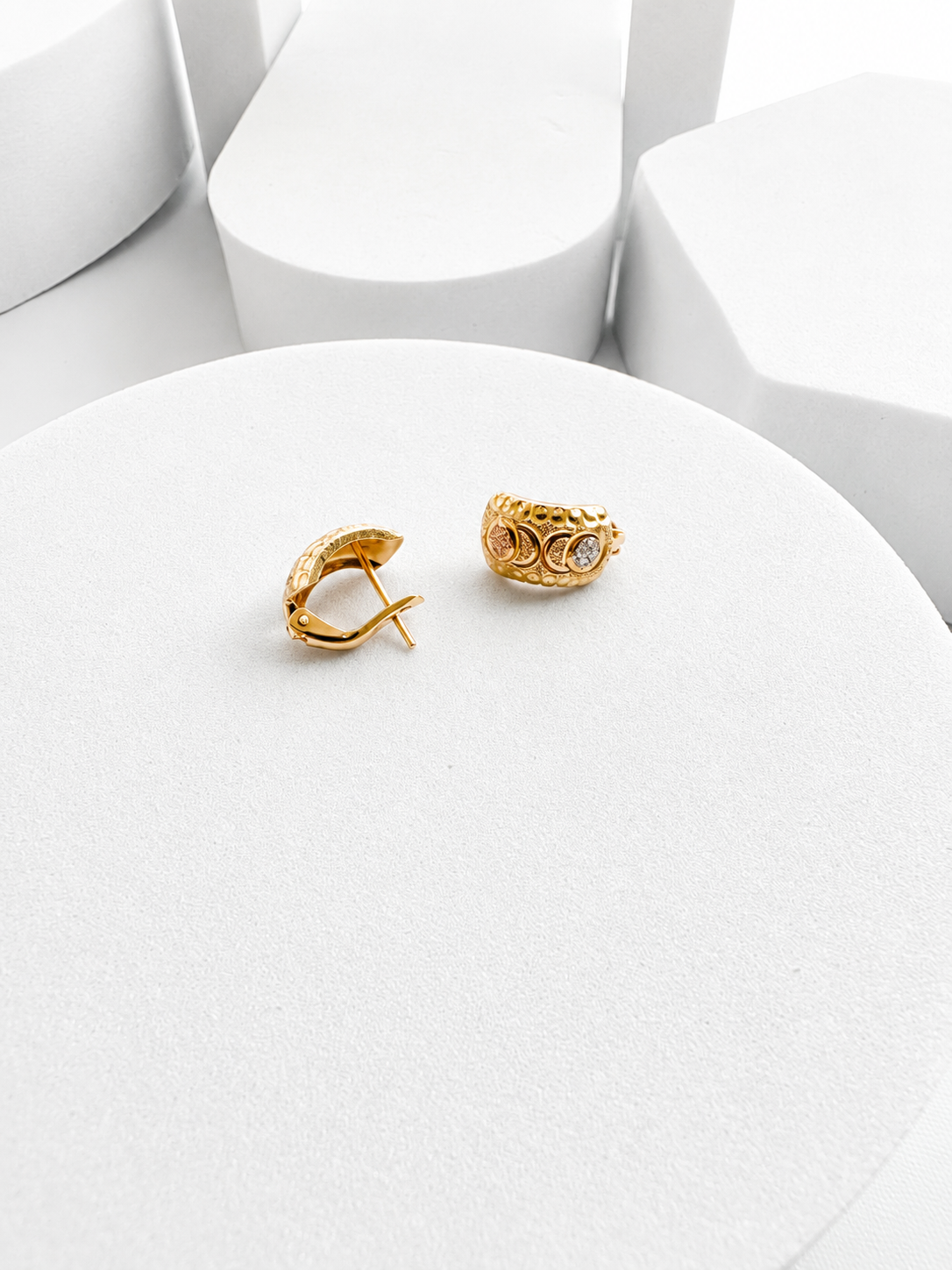 18K Solid Gold tri-color earrings