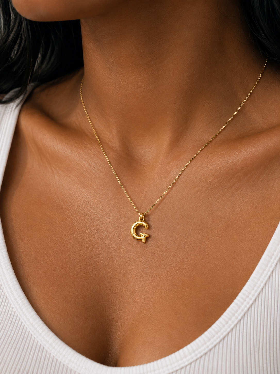 18K Solid Gold Letter G Pendant