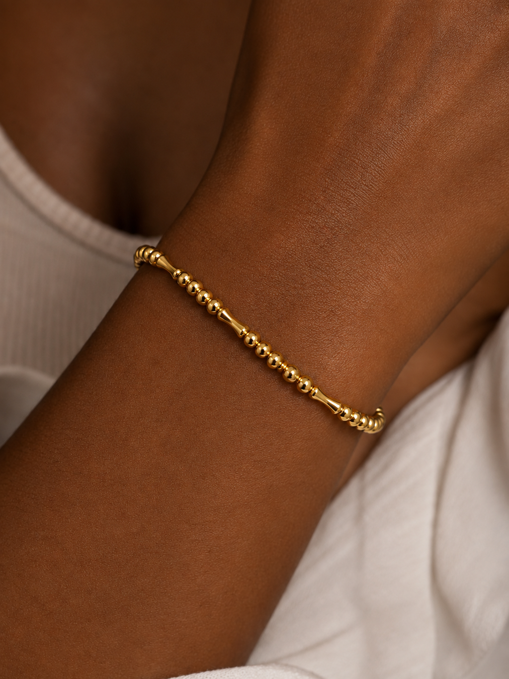 18K Solid Gold Beaded Bracelet
