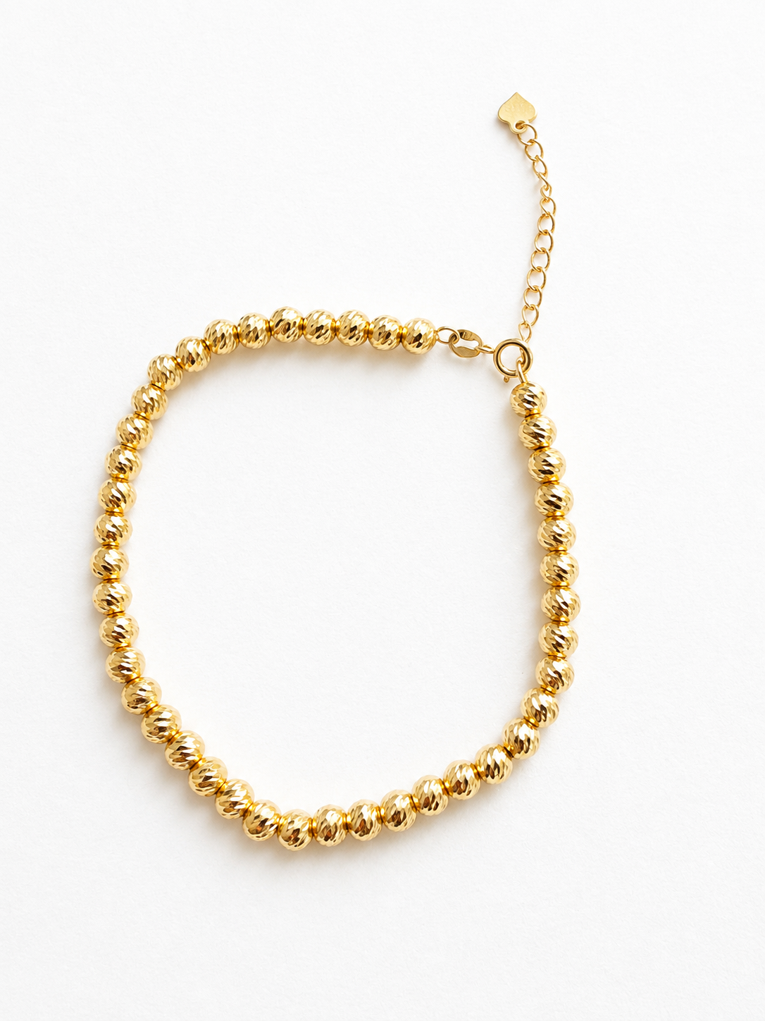 18K Solid Gold Diamond-Cut Beaded Bracelet