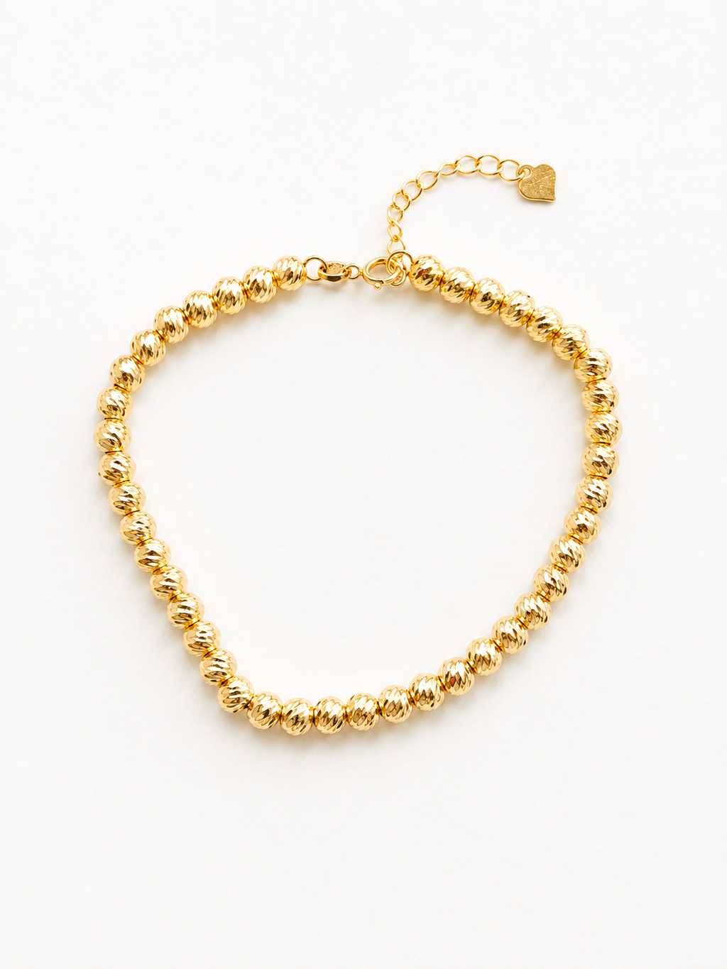 18K Solid Gold Diamond-Cut Beaded Bracelet