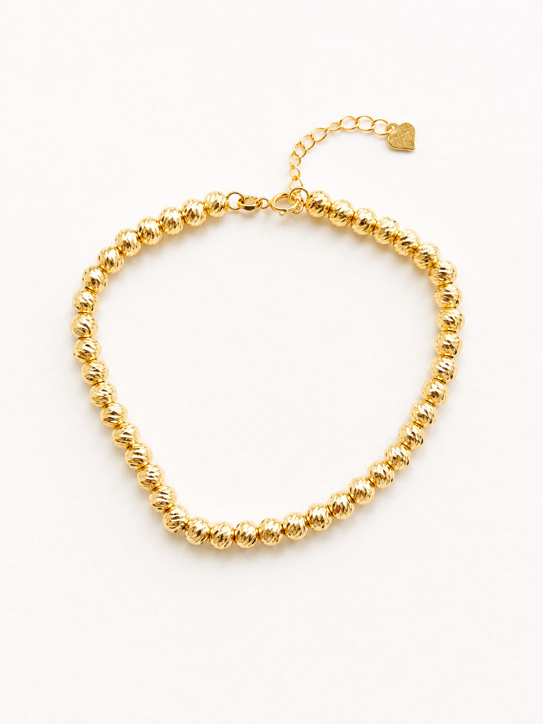 18K Solid Gold Diamond-Cut Beaded Bracelet