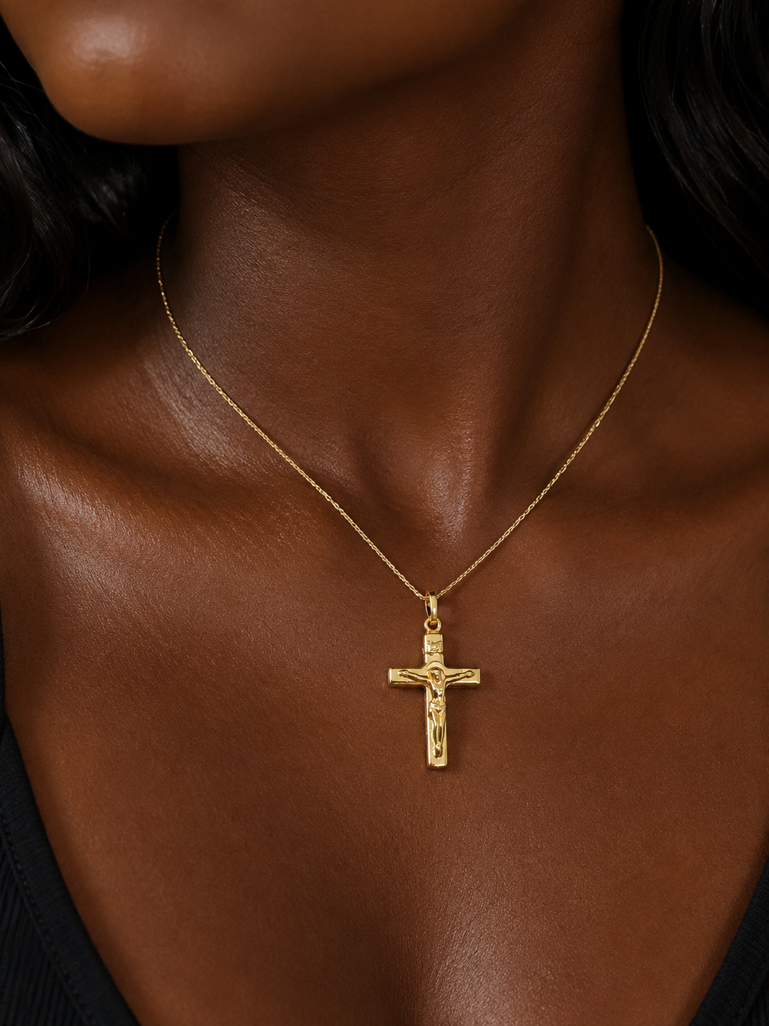 18K Solid Gold Crucifix Pendant