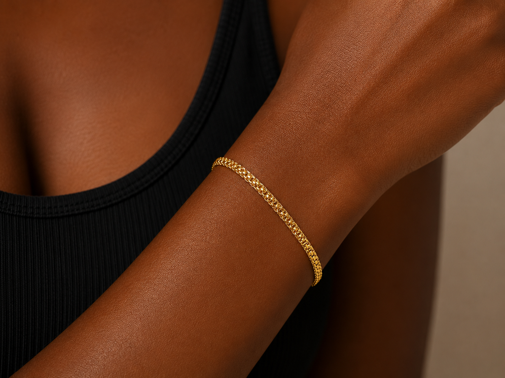 18K Solid Gold Carpet Chain Bracelet