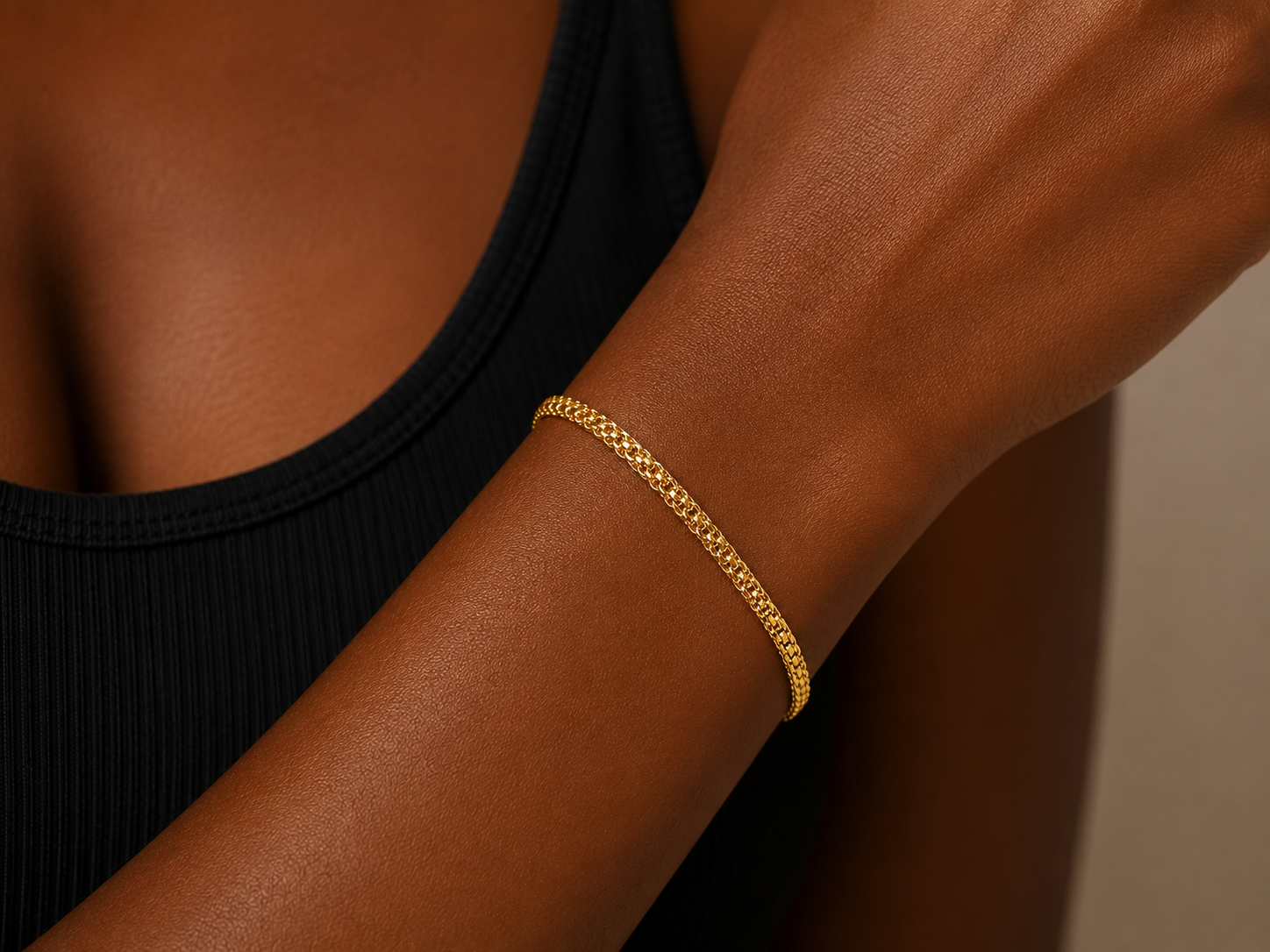 18K Solid Gold Carpet Chain Bracelet