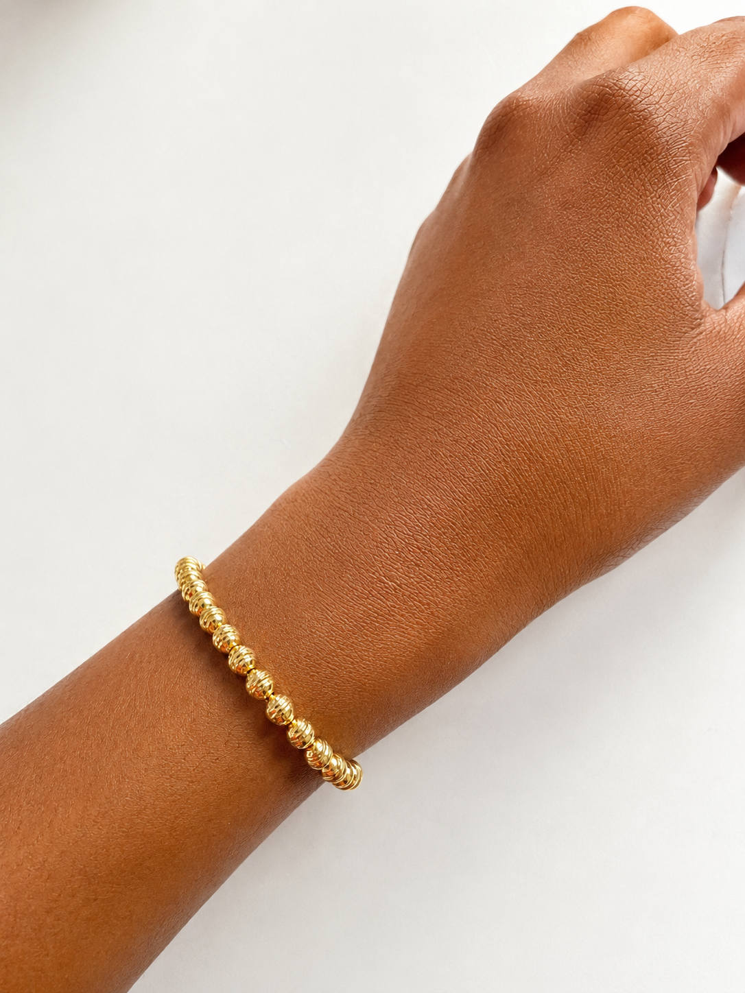 18K Solid Gold Adjustable Beaded Bracelet