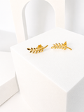 18K Solid Gold leaf stud earrings